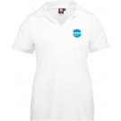 Piqué Damen Poloshirt veredelt mit Logo Focuswater blau - Stick - 5x4.4 - blau/rot/weiss
